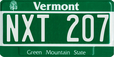 VT license plate NXT207