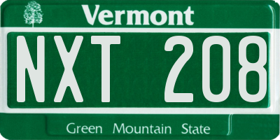 VT license plate NXT208
