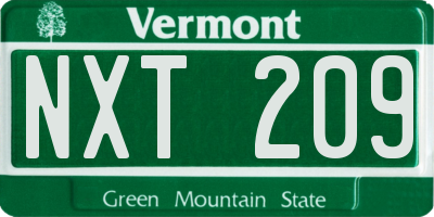 VT license plate NXT209