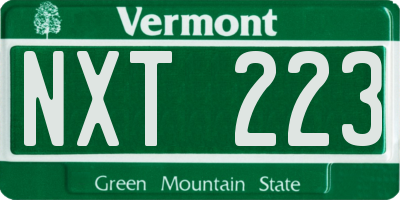VT license plate NXT223