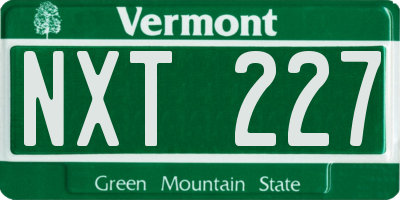 VT license plate NXT227