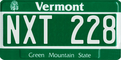 VT license plate NXT228