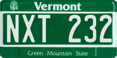 VT license plate NXT232