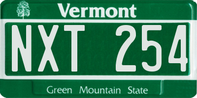 VT license plate NXT254