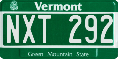 VT license plate NXT292
