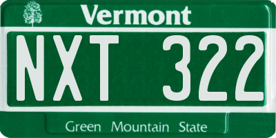 VT license plate NXT322