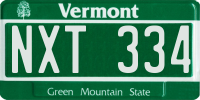 VT license plate NXT334
