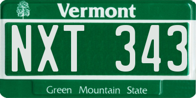 VT license plate NXT343