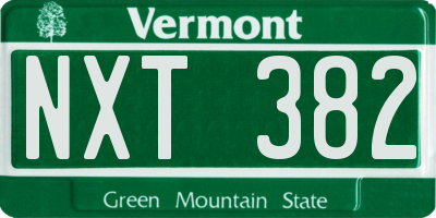 VT license plate NXT382