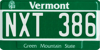 VT license plate NXT386