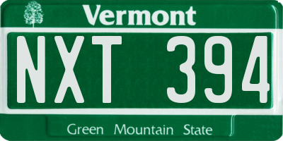 VT license plate NXT394