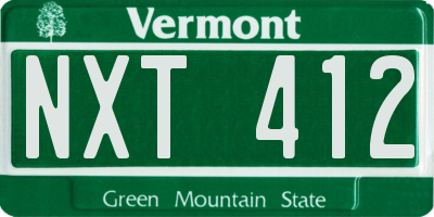 VT license plate NXT412