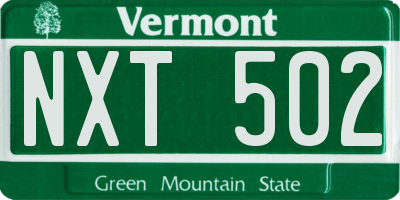 VT license plate NXT502