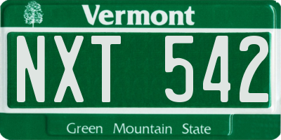 VT license plate NXT542