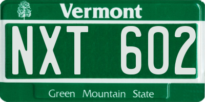 VT license plate NXT602