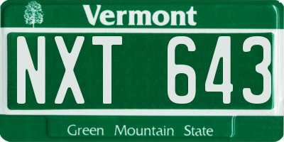 VT license plate NXT643
