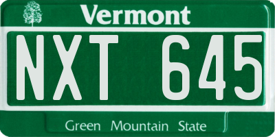 VT license plate NXT645