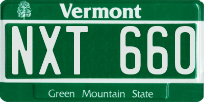VT license plate NXT660