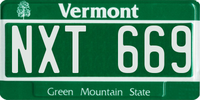 VT license plate NXT669
