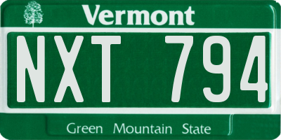 VT license plate NXT794