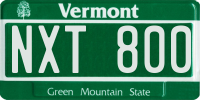 VT license plate NXT800