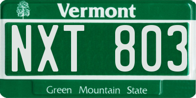 VT license plate NXT803