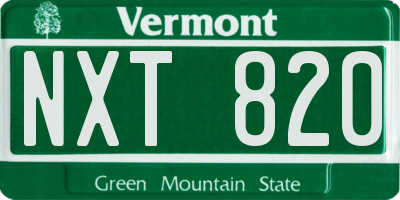 VT license plate NXT820