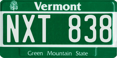 VT license plate NXT838