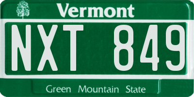 VT license plate NXT849