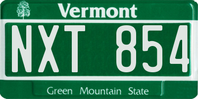 VT license plate NXT854