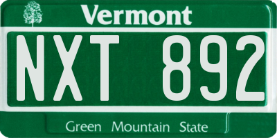 VT license plate NXT892