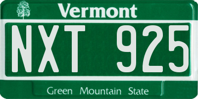 VT license plate NXT925