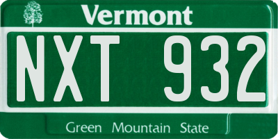 VT license plate NXT932