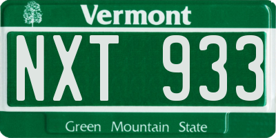 VT license plate NXT933