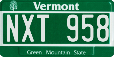 VT license plate NXT958