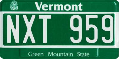 VT license plate NXT959