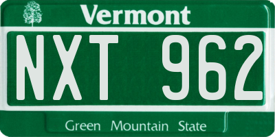VT license plate NXT962