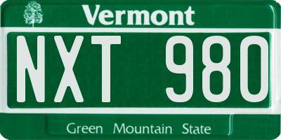 VT license plate NXT980