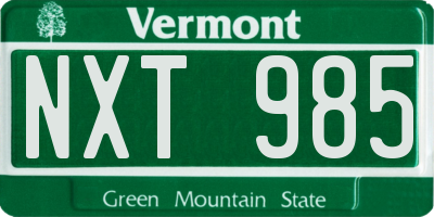 VT license plate NXT985