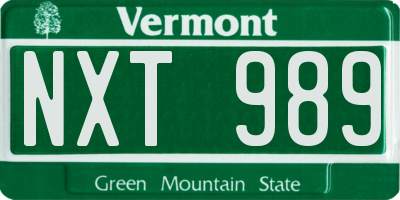 VT license plate NXT989