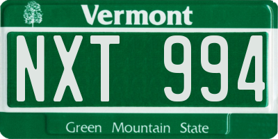 VT license plate NXT994