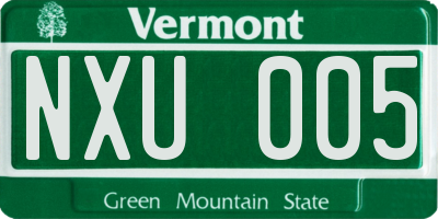 VT license plate NXU005