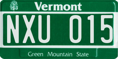 VT license plate NXU015