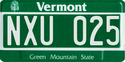 VT license plate NXU025