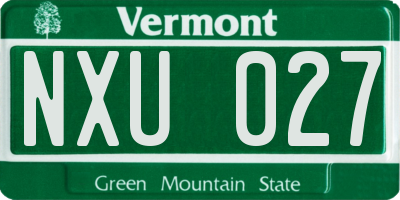 VT license plate NXU027
