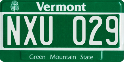 VT license plate NXU029