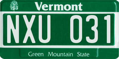 VT license plate NXU031