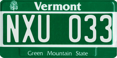 VT license plate NXU033