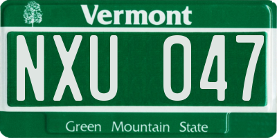VT license plate NXU047