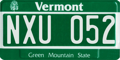 VT license plate NXU052